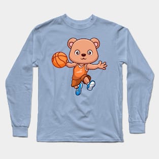 Basketball Bear Cute Cartoon Long Sleeve T-Shirt